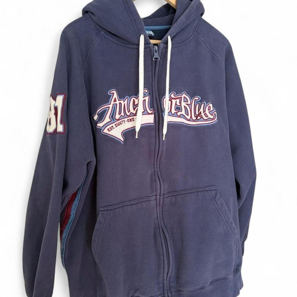 Y2K Anchor Blue Zip Up Hoodie